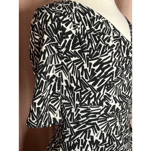 Lauren Ralph Lauren Size 8 Black White Abstract Print Body Con Dress Career Boho - Picture 8 of 16